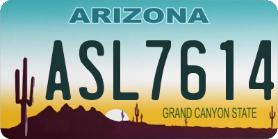 AZ license plate ASL7614