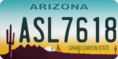 AZ license plate ASL7618