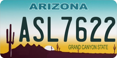 AZ license plate ASL7622