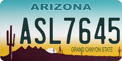 AZ license plate ASL7645