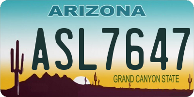 AZ license plate ASL7647