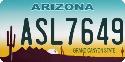 AZ license plate ASL7649