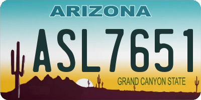 AZ license plate ASL7651