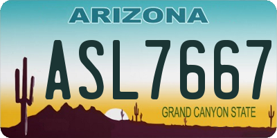AZ license plate ASL7667