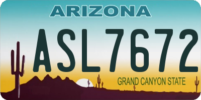 AZ license plate ASL7672