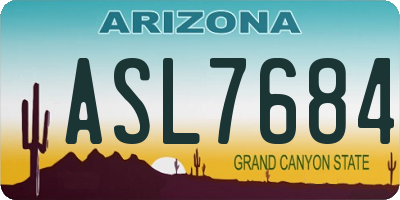 AZ license plate ASL7684