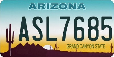 AZ license plate ASL7685