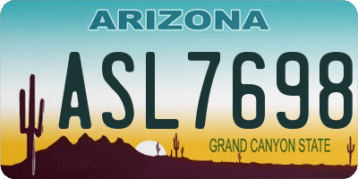 AZ license plate ASL7698