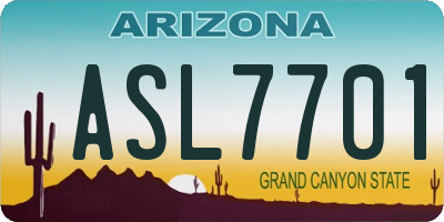AZ license plate ASL7701