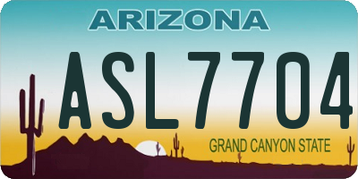 AZ license plate ASL7704