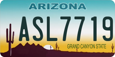 AZ license plate ASL7719