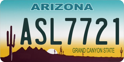 AZ license plate ASL7721