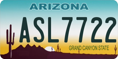 AZ license plate ASL7722