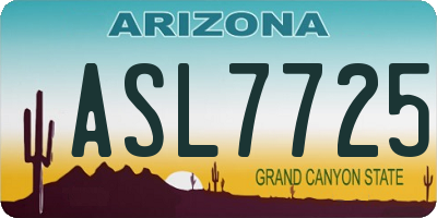 AZ license plate ASL7725