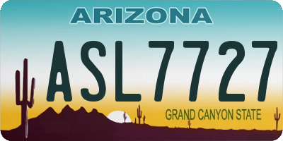 AZ license plate ASL7727