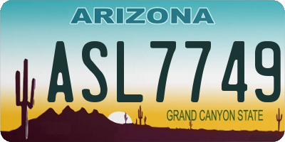 AZ license plate ASL7749