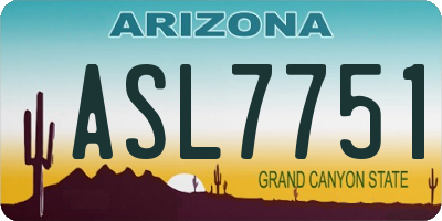 AZ license plate ASL7751