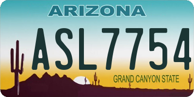 AZ license plate ASL7754
