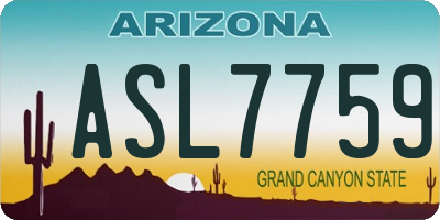 AZ license plate ASL7759