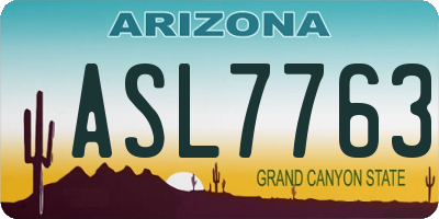 AZ license plate ASL7763