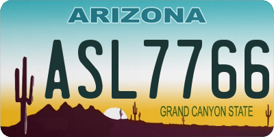 AZ license plate ASL7766
