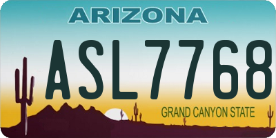AZ license plate ASL7768