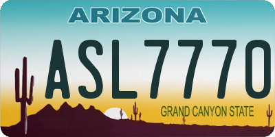 AZ license plate ASL7770
