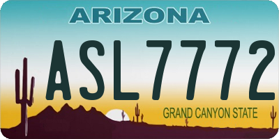 AZ license plate ASL7772