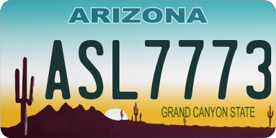 AZ license plate ASL7773