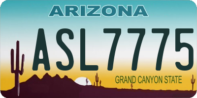 AZ license plate ASL7775