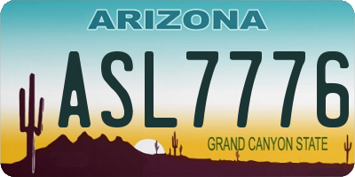 AZ license plate ASL7776