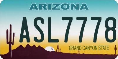 AZ license plate ASL7778