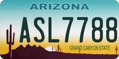 AZ license plate ASL7788