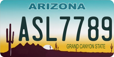 AZ license plate ASL7789