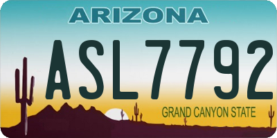 AZ license plate ASL7792