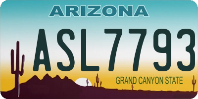AZ license plate ASL7793