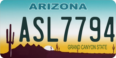 AZ license plate ASL7794