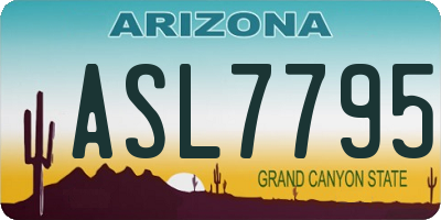 AZ license plate ASL7795