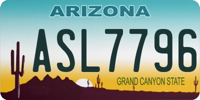 AZ license plate ASL7796