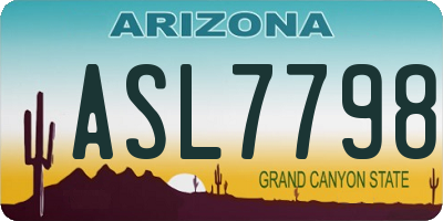 AZ license plate ASL7798