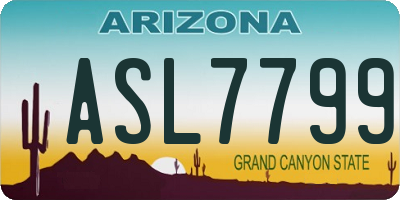 AZ license plate ASL7799