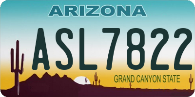 AZ license plate ASL7822