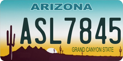 AZ license plate ASL7845
