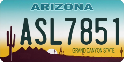 AZ license plate ASL7851