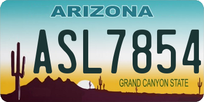 AZ license plate ASL7854