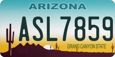 AZ license plate ASL7859