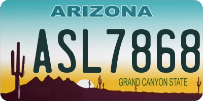 AZ license plate ASL7868