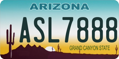 AZ license plate ASL7888