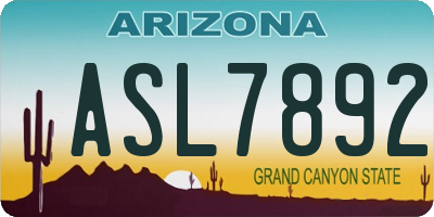 AZ license plate ASL7892