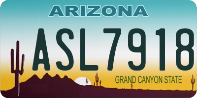AZ license plate ASL7918